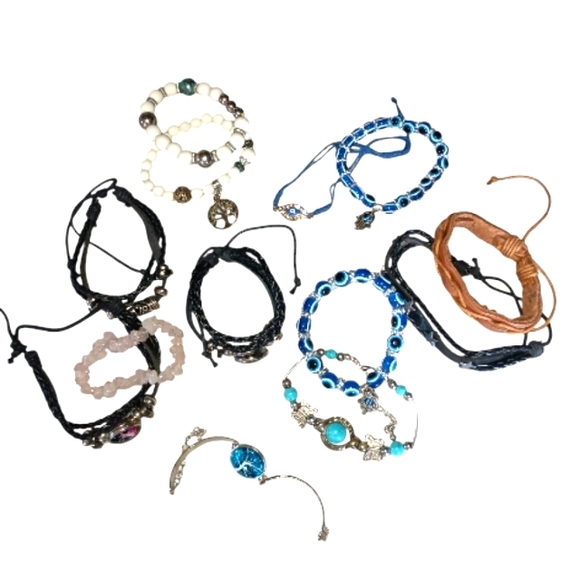 Jewelry - Assorted Women's Jewelry Set 13 Pcs Evil Eye Leather Zodiac Unisex Silver